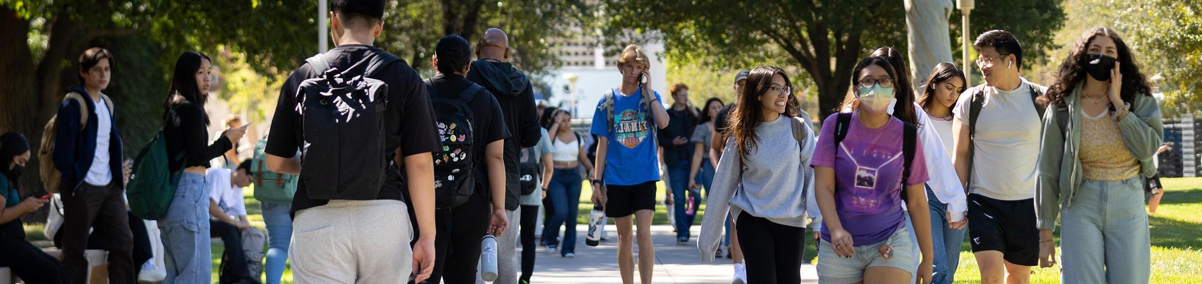 UCR学生在校园里散步